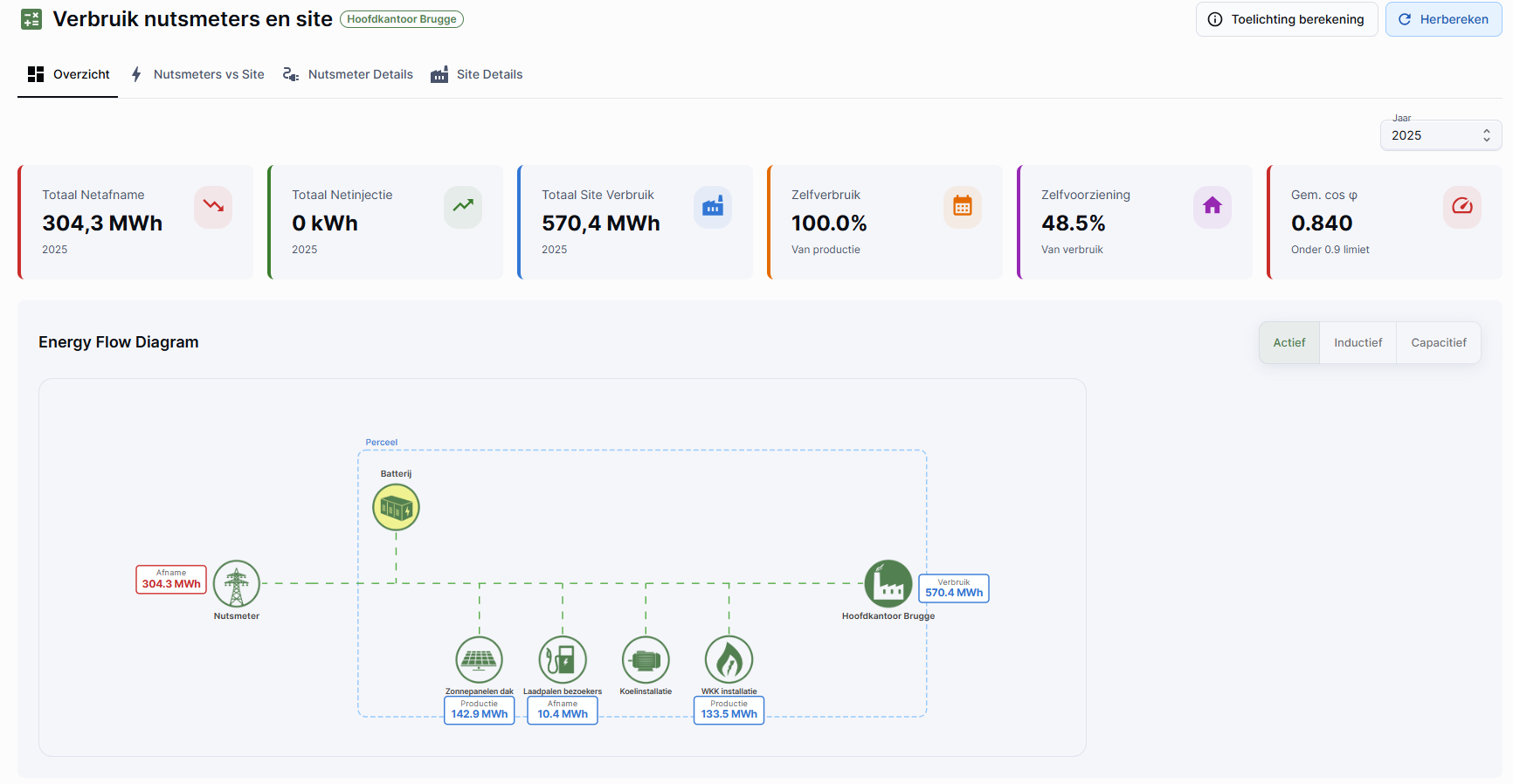 Verbruiksanalyse en energy flow diagram